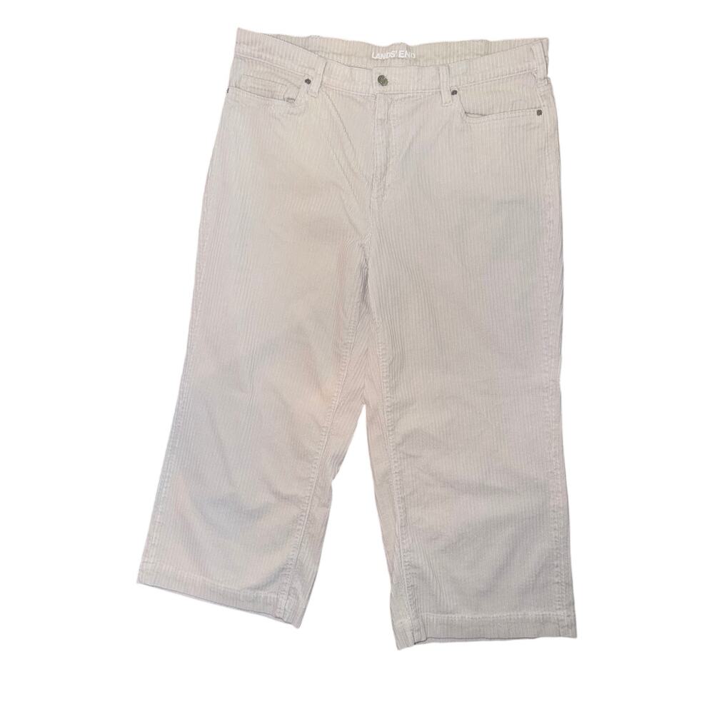 Lands end cream white wide whale corduroy pants plus size 18 cotton stretch 2023